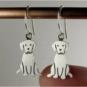 Silver Dangle Dog Earrings Lab Retriever  Large Breed